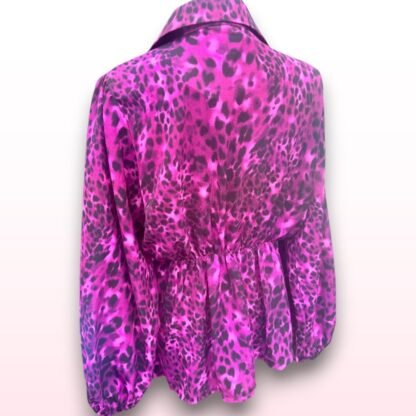 Animal Print Wrap Blouse - One Size - Image 4