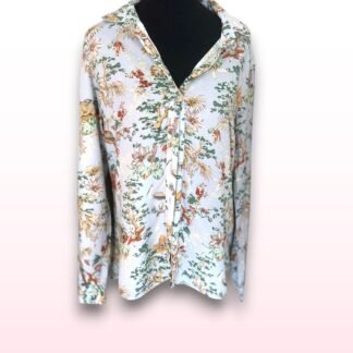 Floral Bird Print Long Sleeve Shirt - UK 12