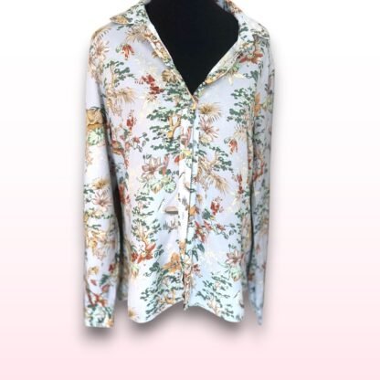 Floral Bird Print Long Sleeve Shirt - UK 12