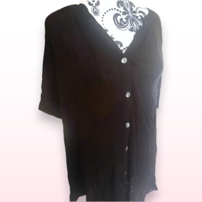 Black Button up Shirt Dress - Size UK 12
