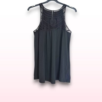 Black Crochet Lace Sleeveless Top – Size Medium - Image 2