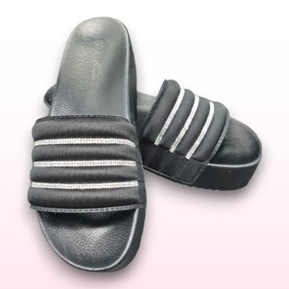 Black Diamante Slider Sandals - UK 8 - Image 2