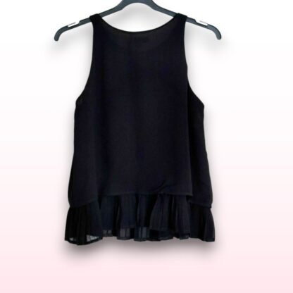 Black Sleeveless Pleated Hem Top – Size 12 - Image 2