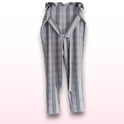 Black & White Plaid Paperbag Trousers – Size 2XL - Image 3