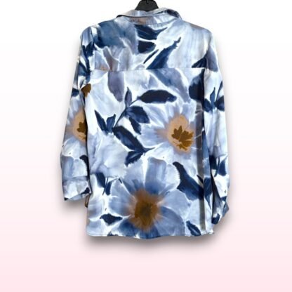 Blue Floral Satin Feel Blouse – Size 10 - Image 3