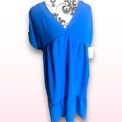 Blue V-Neck Dress - One Size - Image 2