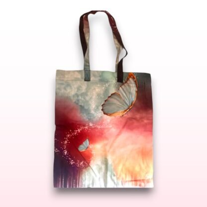 Butterfly Print Zip Up Tote Bag