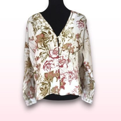 Floral Button-Up Blouse – UK 10-12