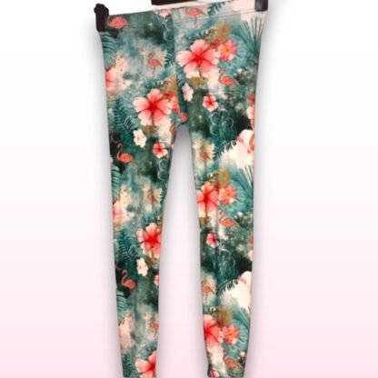 Floral Flamingo Leggings - One Size