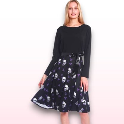 Long Sleeve Skull Dress - Size M