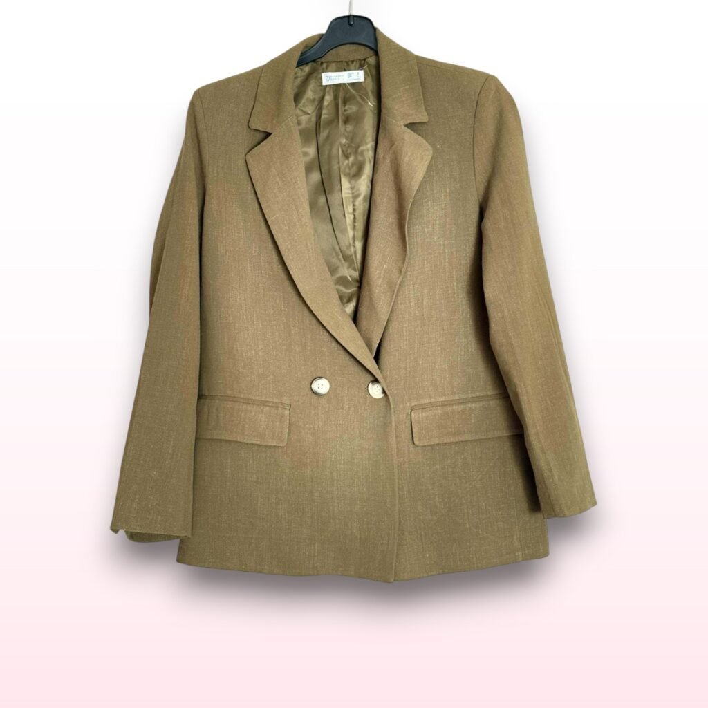 Khaki Linen Blend Blazer – Size 10