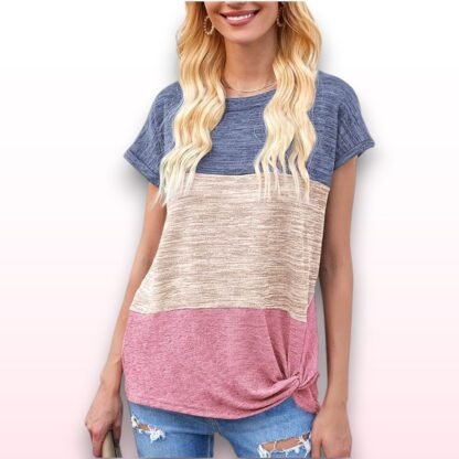 Navy Grey Colour Block T-Shirt - Size M