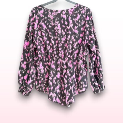 Pink & Black Printed Blouse - 1XL - Image 3