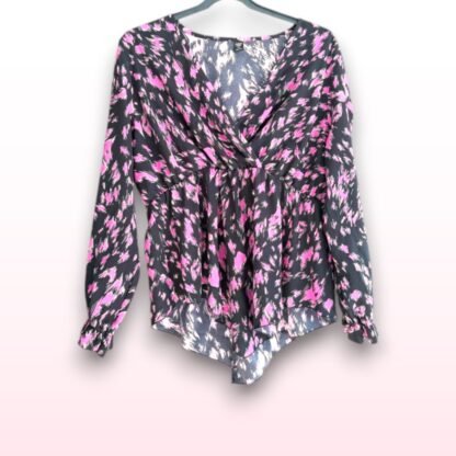Pink & Black Printed Blouse - 1XL - Image 2