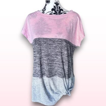 Pink Grey Colour Block T-Shirt - Size M - Image 2