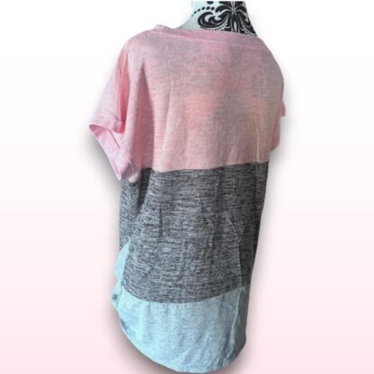 Pink Grey Colour Block T-Shirt - Size M - Image 3