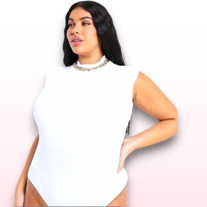 Plus Size Bodysuit with Shoulder Pads - UK 16