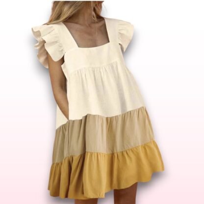Ruffle Summer Dress with Pockets - Size M