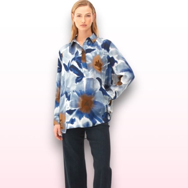 Satin Floral Long Blouse - UK 10