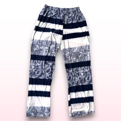 Striped Floral Paisley Wide Leg Trousers - One Size