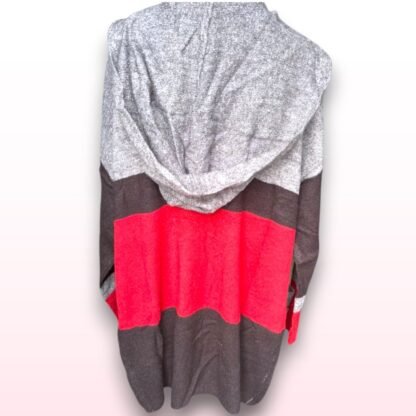 Striped Hooded Long Sleeve Knitted Cardigan - Size L - Image 4