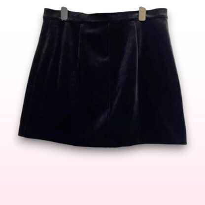 Velour Mini Skirt with Decorative Zip - UK 12 - Image 2
