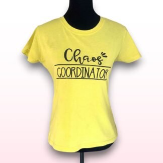 Yellow ‘Chaos Coordinator’ Slogan T-Shirt – Size Small