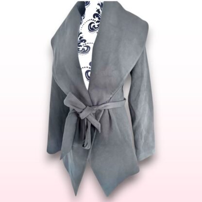 Wool Belted Grey Coat - Size M - Image 2