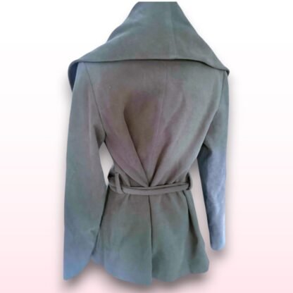 Wool Belted Grey Coat - Size M - Image 4