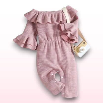 Baby Girl Pink Knitted Jumpsuit - 12-18m