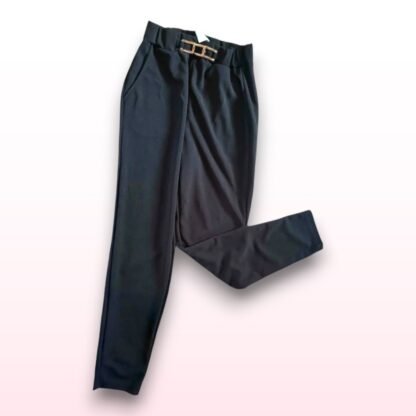Black Trousers with Gold Chain Effect - Size M - Image 2