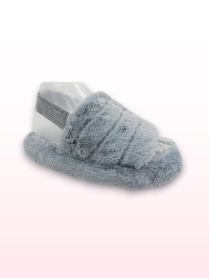 Faux Fur Grey Slingbag Slippers - UK 3
