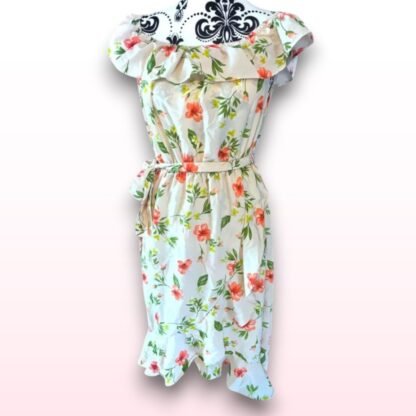 Floral Off Shoulder Wrap Dress - UK 12