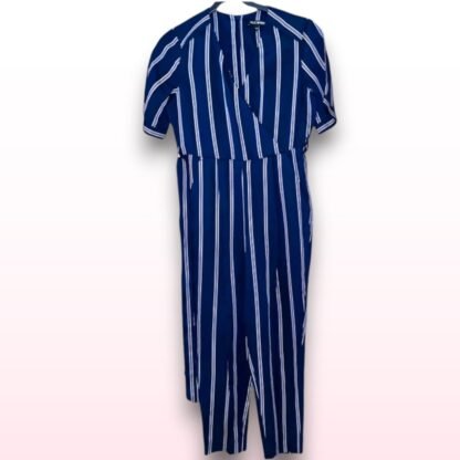 Petite Navy and White Stripe Jumpsuit - UK 12