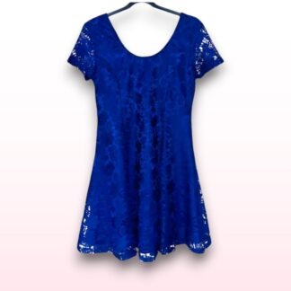 Royal Blue Lace Skater Dress - UK 12