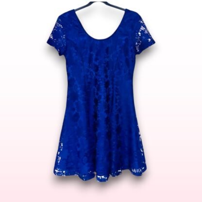 Royal Blue Lace Skater Dress - UK 12