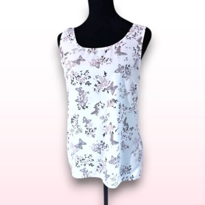 Butterfly & Floral White Vest - UK 12