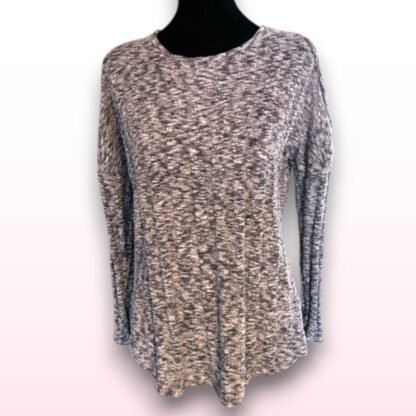 Grey Ribbed Cold Shoulder Knit Top – UK 12