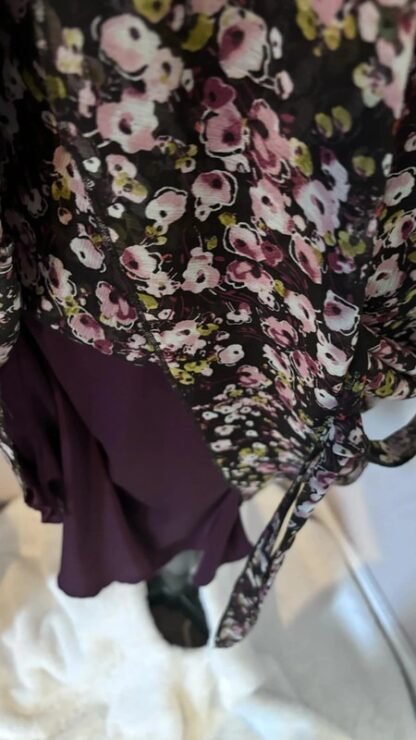 Purple Floral Tie Waist Dress – UK 14 - Image 3