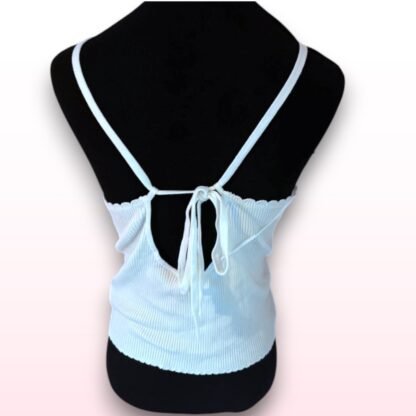White Ribbed Knitted Vest Top – Size L (H&M) - Image 2