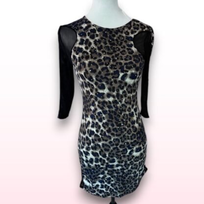Leopard Print Sparkly Bodycon Dress - Size M