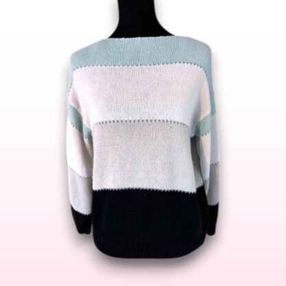 Striped Colour Block Knitted Jumper – Size S