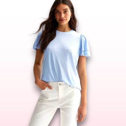 Baby Blue Ruffle Sleeve T-Shirt – Size 12