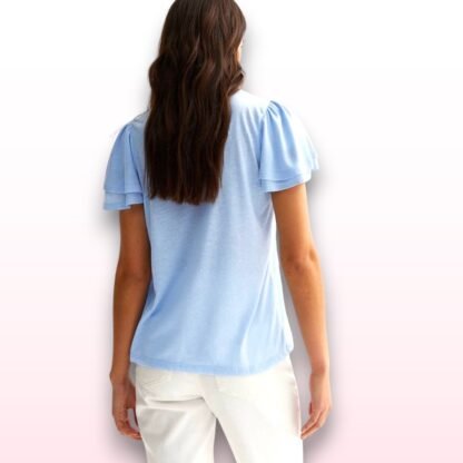 Baby Blue Ruffle Sleeve T-Shirt – Size 12 - Image 2