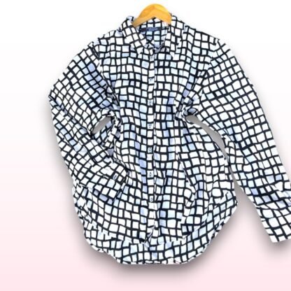Black and White Patterned Blouse - Size S