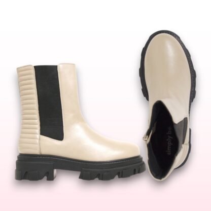 Chunky Chelsea Ankle Boots – Cream (UK Size 7)