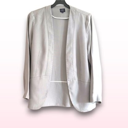 Grey Collarless Open Front Blazer – Size 16