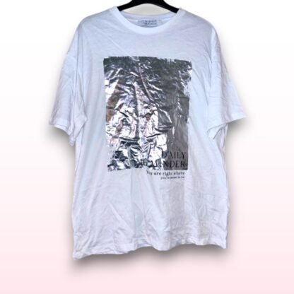Oversized White Quote T-Shirt - XS