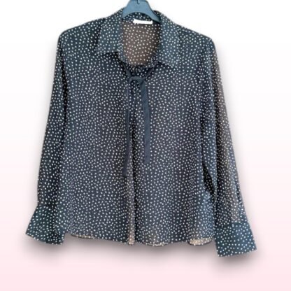 Patterned Tie Neck Blouse – UK 14