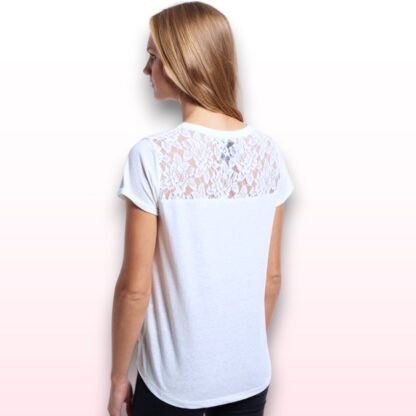 White Lace Back T-Shirt – Size Medium